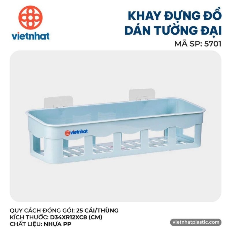 KỆ ĐỰNG ĐỒ VIỆT NHẬT NHÀ BẾP, PHÒNG TẮM DÁN TƯỜNG CHỮ NHẬT (LOẠI ĐẠI 34X12X8CM)